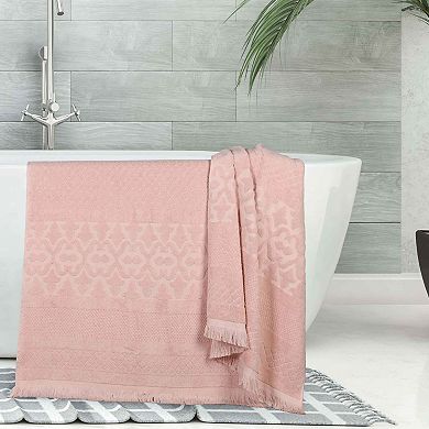 SUPERIOR 2-Piece Rolla Cotton Geometric Jacquard Plush Absorbent Bath Sheet Set