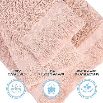 SUPERIOR 2-Piece Rolla Cotton Geometric Jacquard Plush Absorbent Bath Sheet Set