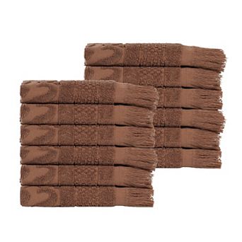 SUPERIOR 12 pc Rolla Cotton Geometric Jacquard Plush Absorbent Face Towel Set