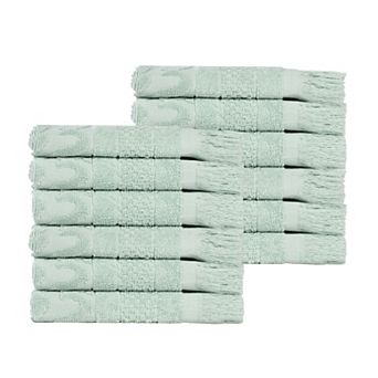 SUPERIOR 12 pc Rolla Cotton Geometric Jacquard Plush Absorbent Face Towel Set
