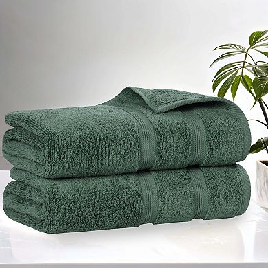SUPERIOR 2-Piece Smart Dry Zero Twist Cotton Bath Towel Set