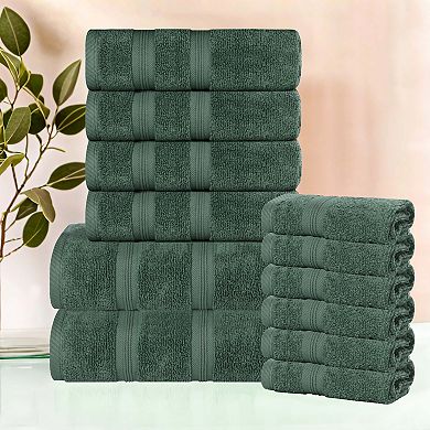 SUPERIOR 12-Piece Smart Dry Zero Twist Cotton Towel Set