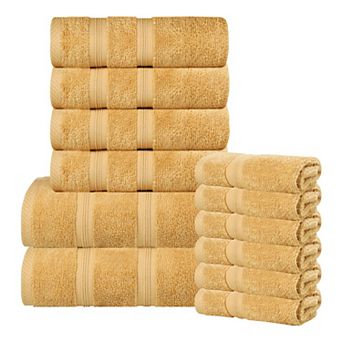 SUPERIOR 12 pc Smart Dry Zero Twist Cotton Towel Set