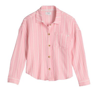 Girls 7-16 Limited Too Button Front Long Sleeve Top