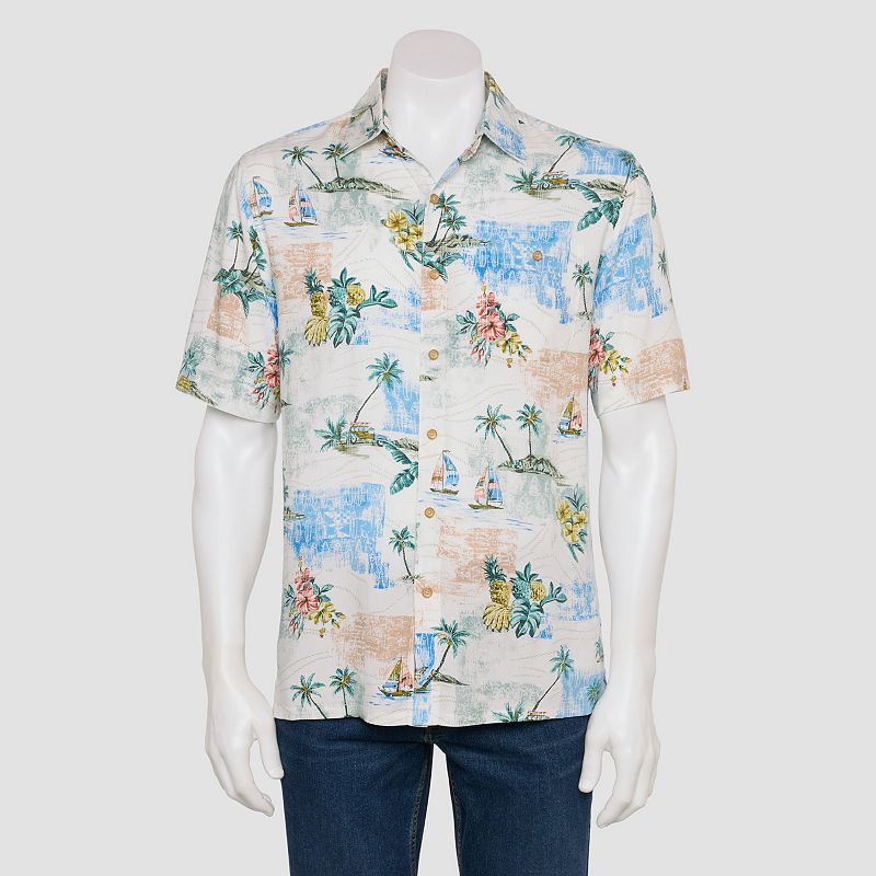 Men's Newport Blue Short Sleeve Button Down Shirt, 