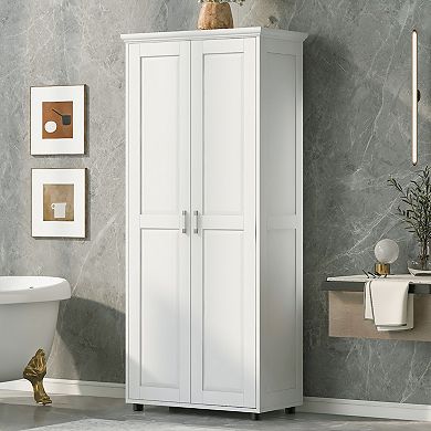 Merax Mdf Board Bath Cabinet With Two Doors