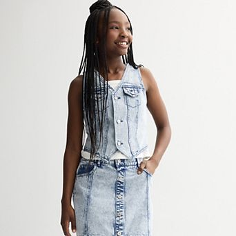 Girls 7-16 Limited Too 2 pc Denim Vest & Tank Top Set