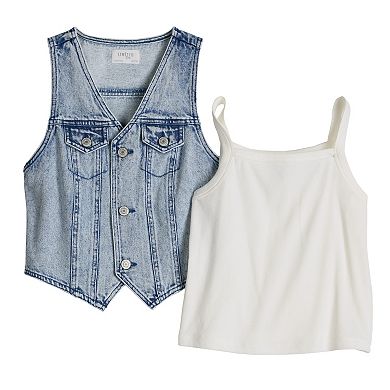 Girls 7-16 Limited Too 2-pc. Denim Vest & Tank Top Set