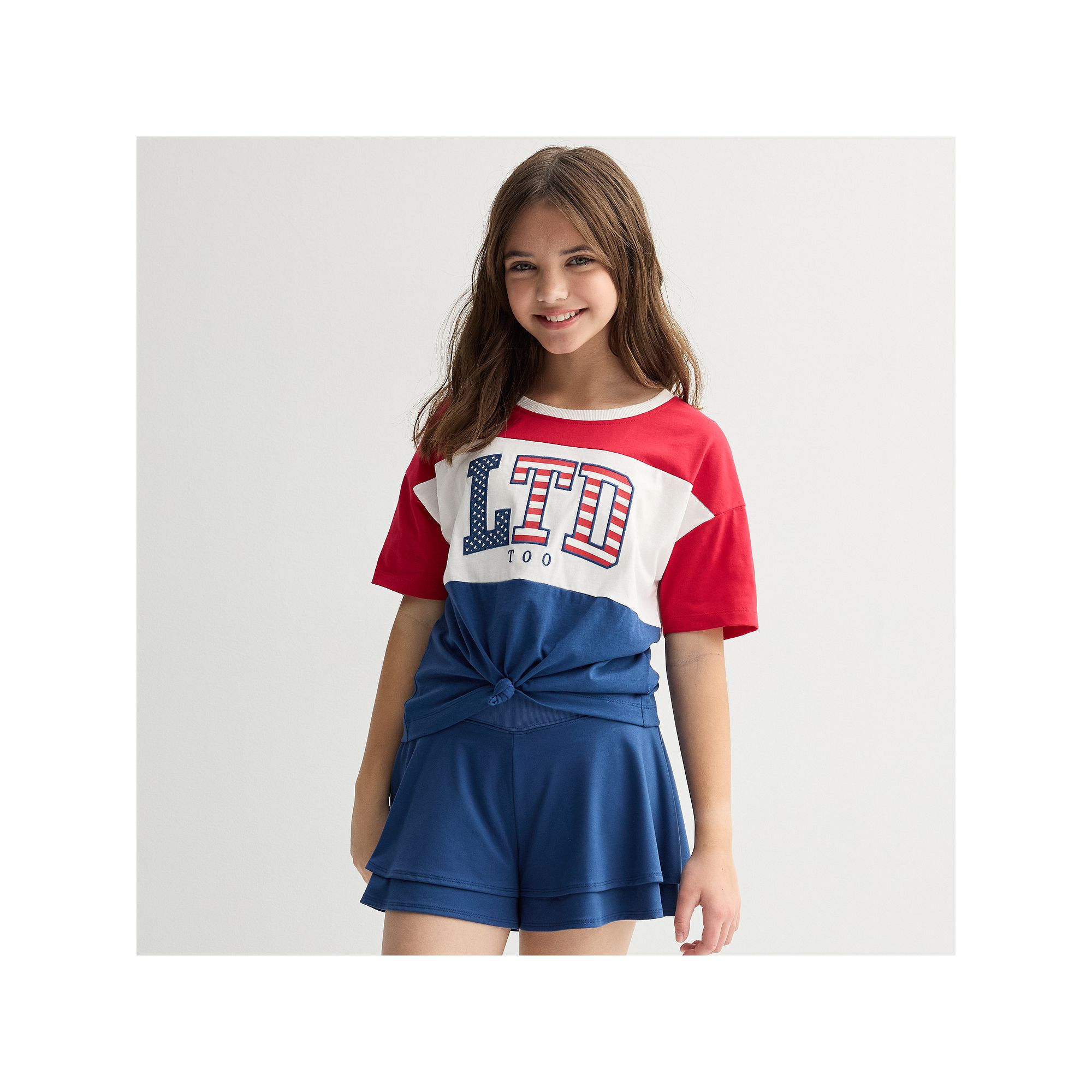 Girls 7-16 Limited Too Americana Tie Front Graphic Tee, Girls, Size: Small