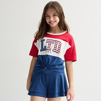 Girls 7-16 Limited Too Americana Tie Front Graphic Tee