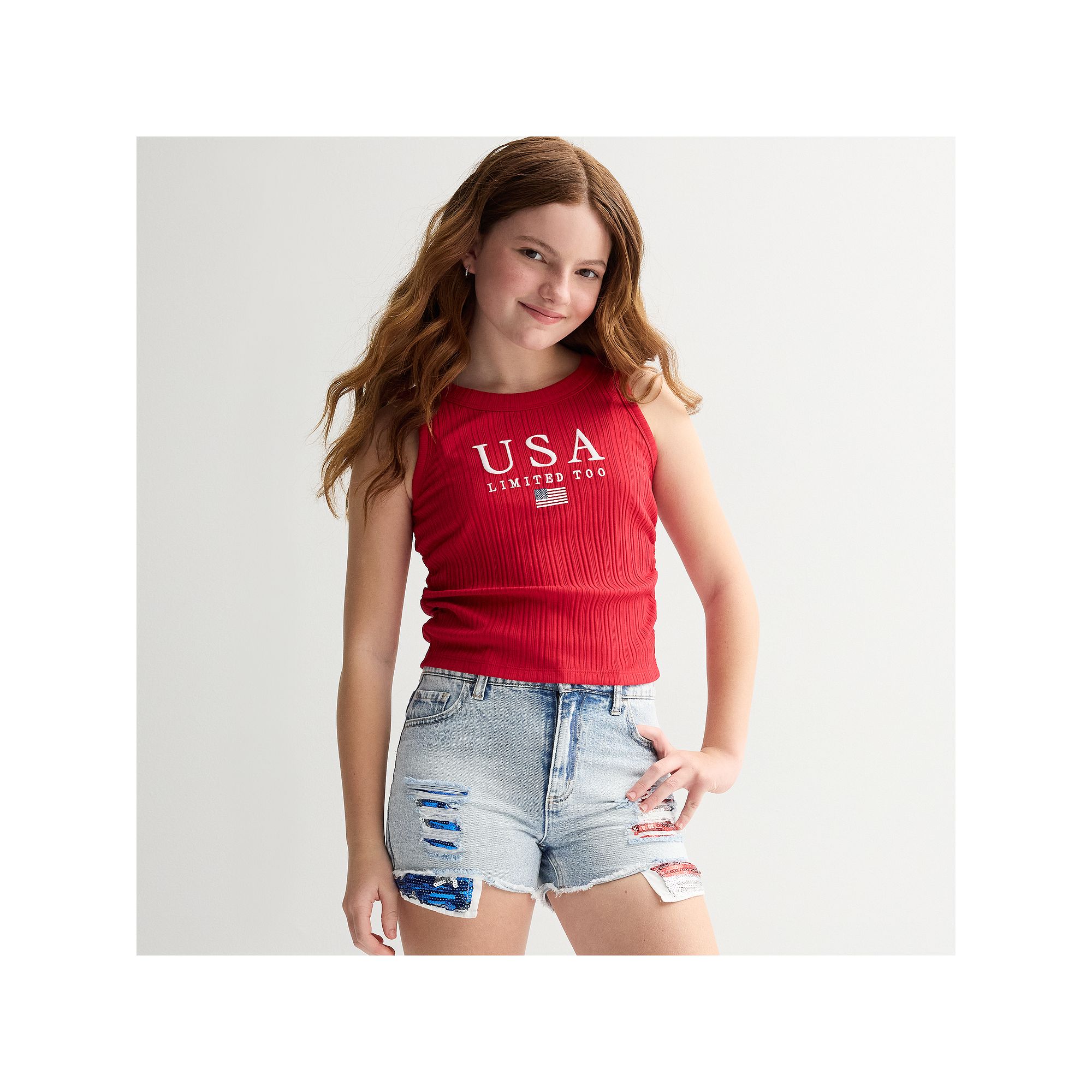 Girls 7-16 Limited Too Americana Side Cinch Tank Top, Girls, Size: Small, 