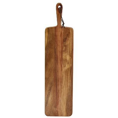 Tabletops Gallery Acacia Wood Rectangular Serving Board Set with Handle & Bread Knife