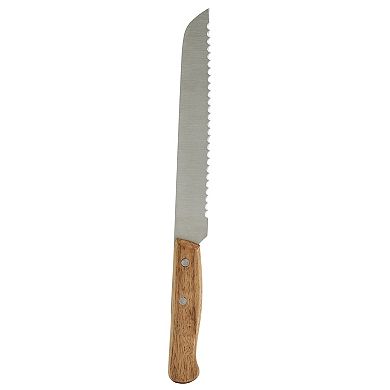 Tabletops Gallery Acacia Wood Rectangular Serving Board Set with Handle & Bread Knife
