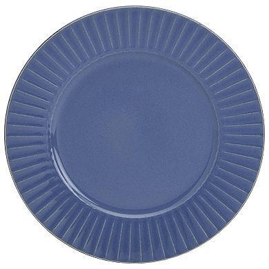 Tabletops Gallery 12-Piece Richmond Navy Blue Stoneware Embossed Dinnerware Set