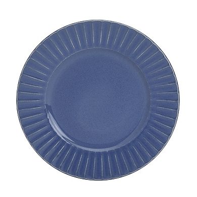 Tabletops Gallery 12-Piece Richmond Navy Blue Stoneware Embossed Dinnerware Set