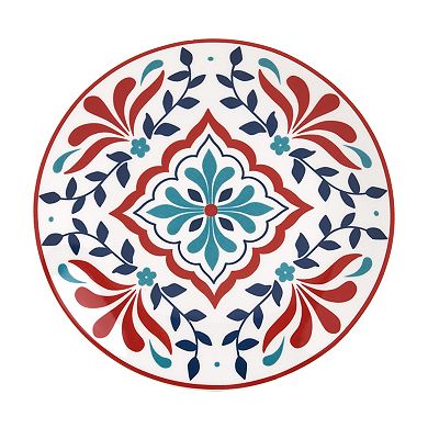 Tabletops Gallery 12-piece Porcelain Round Camila Red Dinnerware Set