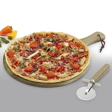 Tabletops Gallery Acacia Wood Pizza Board & Pizza Cutter