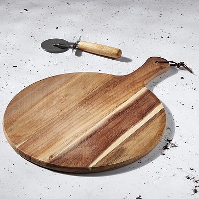 Tabletops Gallery Acacia Wood Pizza Board & Pizza Cutter