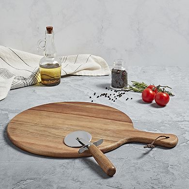 Tabletops Gallery Acacia Wood Pizza Board & Pizza Cutter