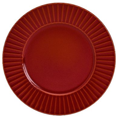 Tabletops Gallery 12-piece Stoneware Embossed Richmond Red Dinnerware Set