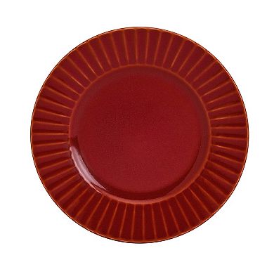 Tabletops Gallery 12-piece Stoneware Embossed Richmond Red Dinnerware Set