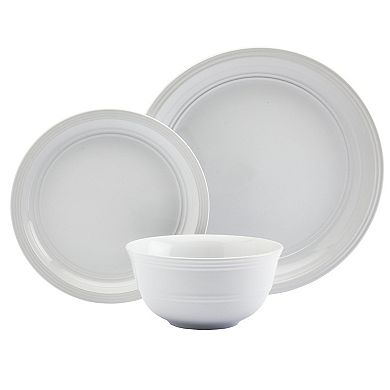 Tabletops Gallery 12-piece Stoneware Farmhouse White Rim Dinnerware Set