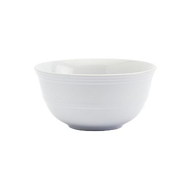 Tabletops Gallery 12-piece Stoneware Farmhouse White Rim Dinnerware Set