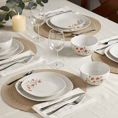 Tabletops Gallery 12-piece Floral White Caroline Porcelain Dinnerware Set