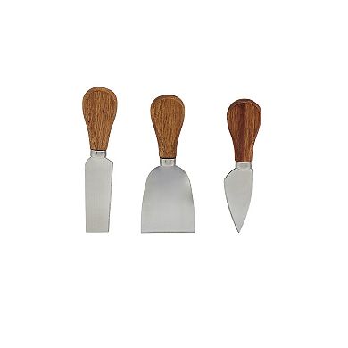 Tabletops Gallery Acacia Wood 5-piece Round Serving Board Set with Cheese Knives & Holding Block
