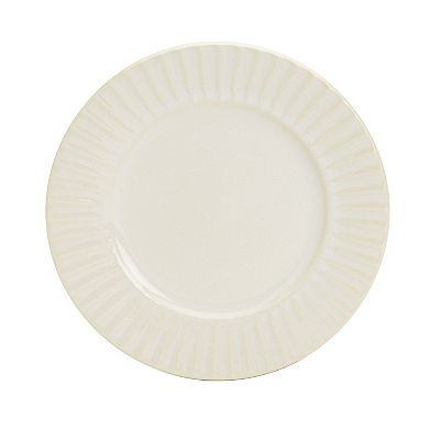 Tabletops Gallery 12-piece Stoneware Embossed Richmond Ivory Dinnerware Set