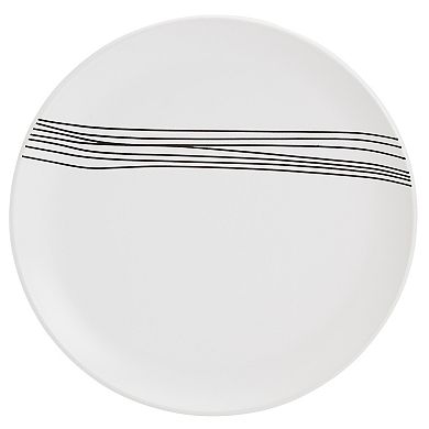 Tabletops Gallery 12-piece Stoneware Sky White & Black Stripes Dinnerware Set