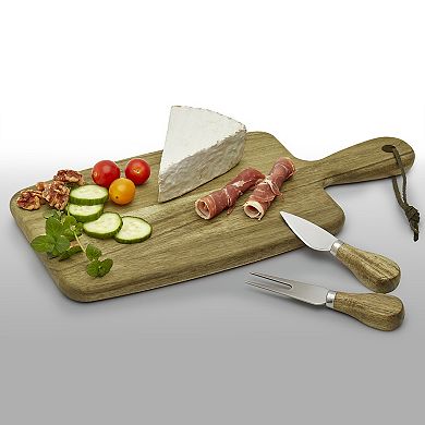 Tabletops Gallery Acacia Wood 3-piece Rectangular Serving Board Set & Cheese Knives