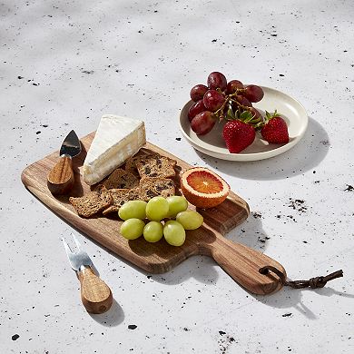Tabletops Gallery Acacia Wood 3-piece Rectangular Serving Board Set & Cheese Knives