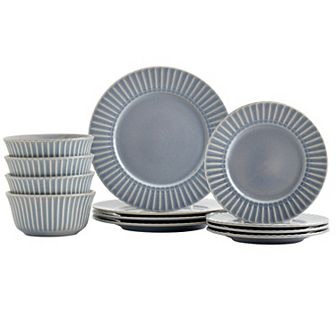 Tabletops Gallery 12 pc Stoneware Embossed Dinnerware Set