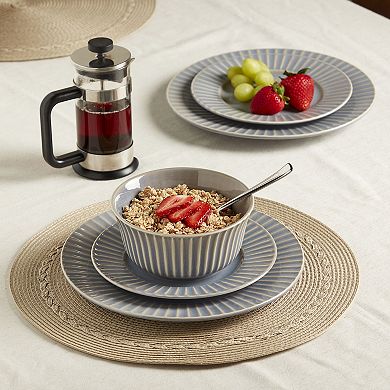 Tabletops Gallery 12-piece Stoneware Embossed Dinnerware Set
