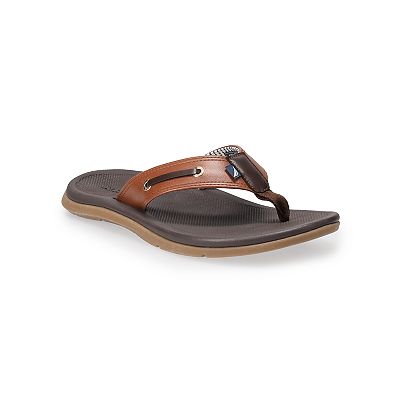 Nautica Brown and Tan Leather Trim Men\'s Flip Flop Sandals Size11 Logo Flip-Flop | Nautica main image 2