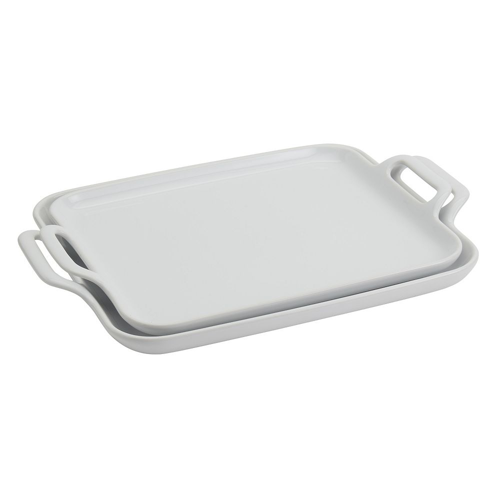 Denmark Tools for Cooks 2-Piece Rectangular Stoneware Serving Tray Set