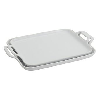 Denmark Tools for Cooks 2 pc Rectangular Stoneware Serving Tray Set