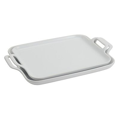 Denmark Tools for Cooks 2-Piece Rectangular Stoneware Serving Tray Set