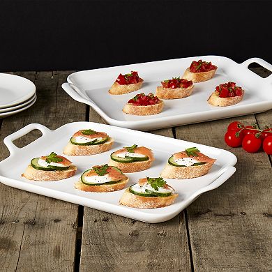 Denmark Tools for Cooks 2-Piece Rectangular Stoneware Serving Tray Set