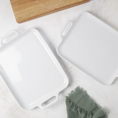 Denmark Tools for Cooks 2-Piece Rectangular Stoneware Serving Tray Set