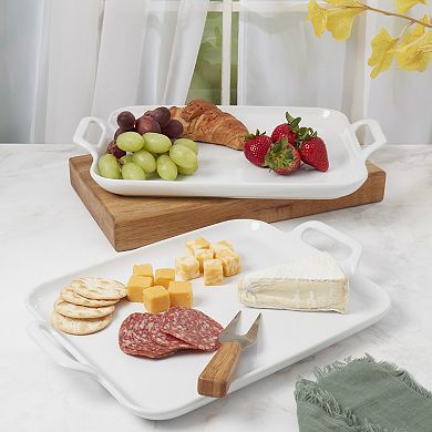 Denmark Tools for Cooks 2-Piece Rectangular Stoneware Serving Tray Set