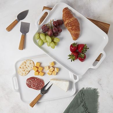 Denmark Tools for Cooks 2-Piece Rectangular Stoneware Serving Tray Set