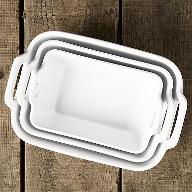 Denmark Tools for Cooks 3-Piece Rectangular Stoneware Serving Bowl Set
