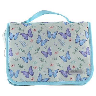 foldable travel toiletry bag CouldNook "Nothing" Roll-Up - 4-Compartment Makeup Organizer There is a hook at the top for hanging the bag WODISON Foldable Clear Hanging Travel