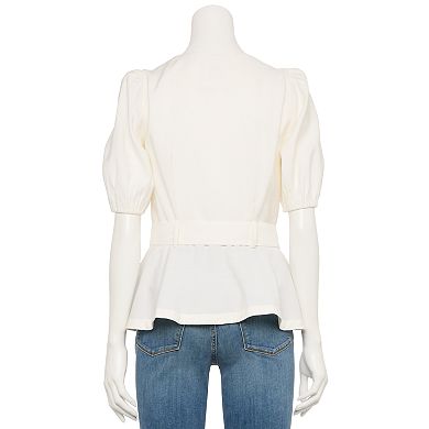 Women's Nine West Adaptive Belted Squareneck Top