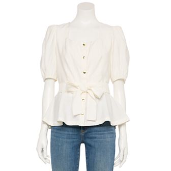 Women's Nine West Adaptive Belted Squareneck Top