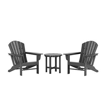 Westintrends 3 pc Outdoor Adirondack Chair With Side Table Set