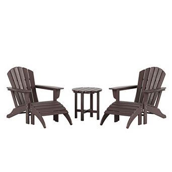 Westintrends 5 pc Outdoor Adirondack Chair With Ottoman And Side Table