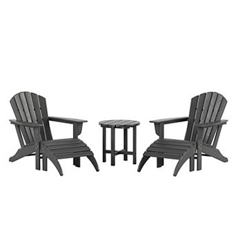 Westintrends 5 pc Outdoor Adirondack Chair With Ottoman And Side Table